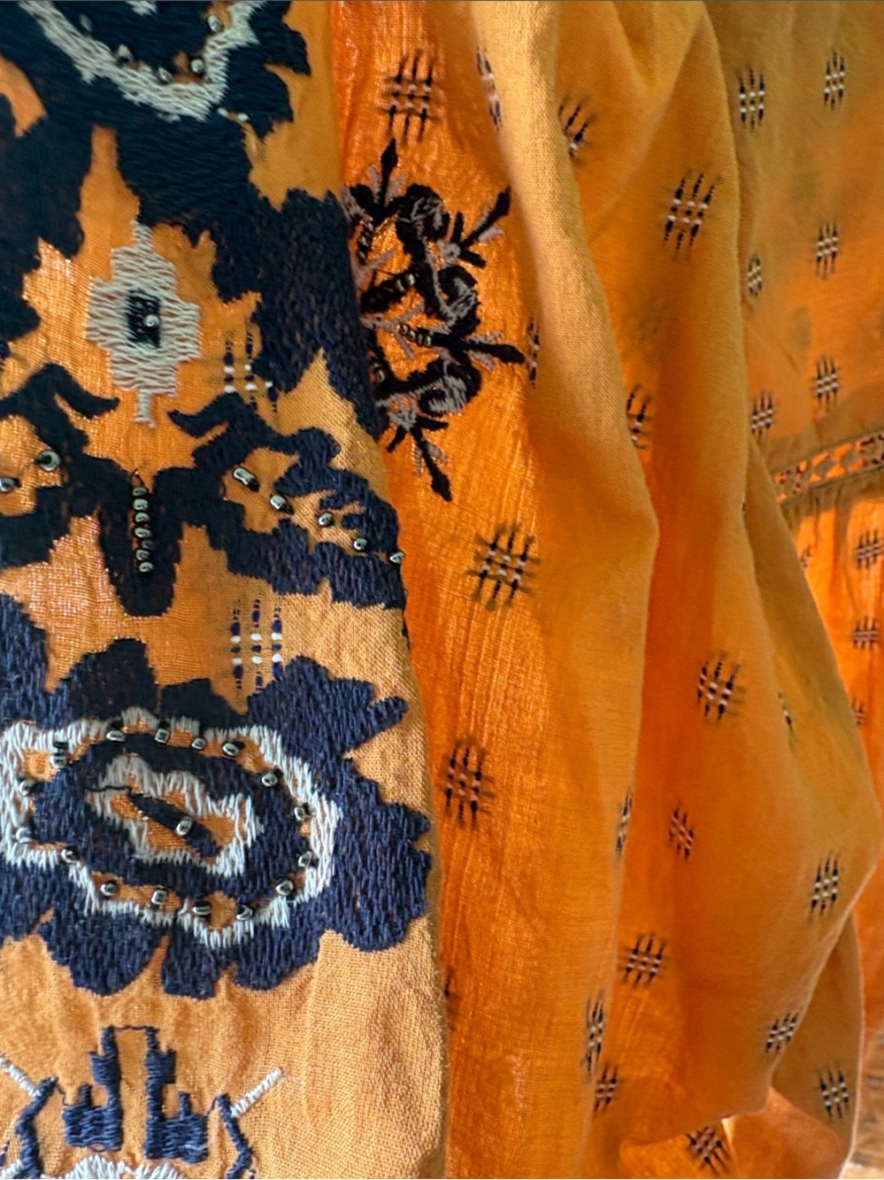 Tantrums Burnt Orange Embroidered Peasant Tunic - Picture 5 of 6